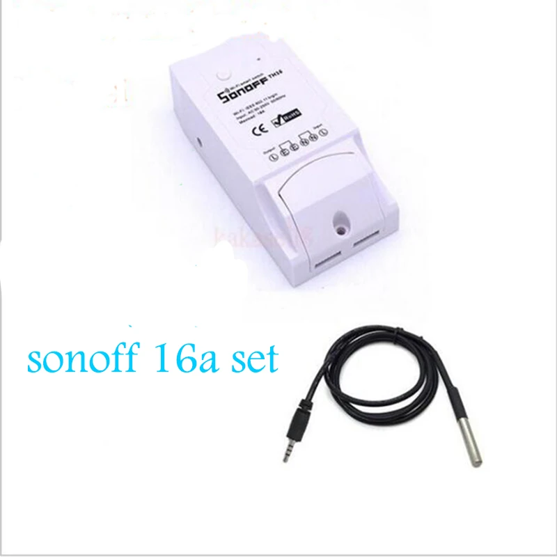 sonoff th 16a set Itead Sonoff TH 10A/16A умный wifi переключатель контроллер с температурой водонепроницаемый монитор влажности Умный дом модуль - Комплект: sonoff th 16a set