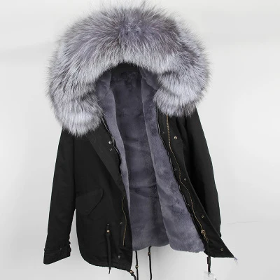 Бренд OFTBUY, парка, новинка, зимняя куртка, женские парки, пальто из натурального меха, Воротник из натурального Лисьего меха, теплый толстый искусственный мех внутри, большой мех - Цвет: 24