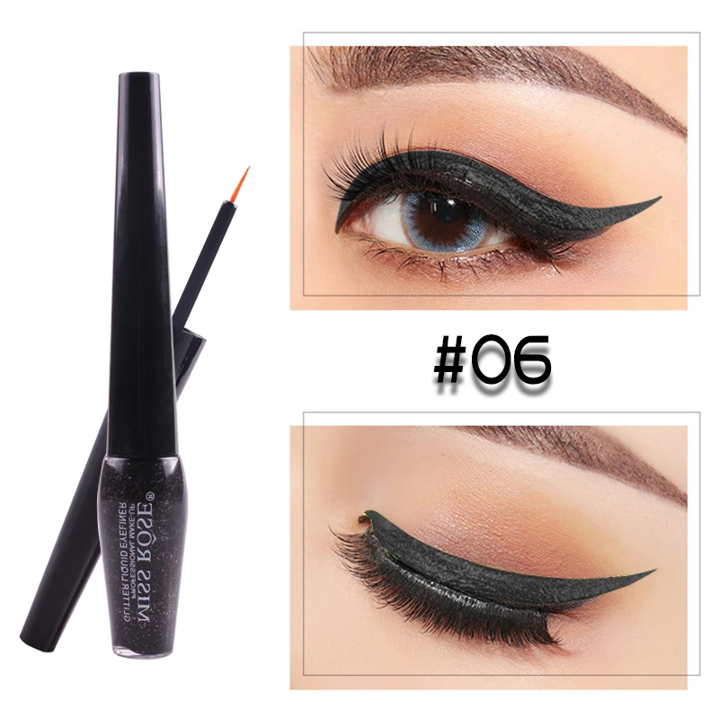 Miss Роза со стразами Блестящий подводка для глаз Вспышка Золотой Коричневый