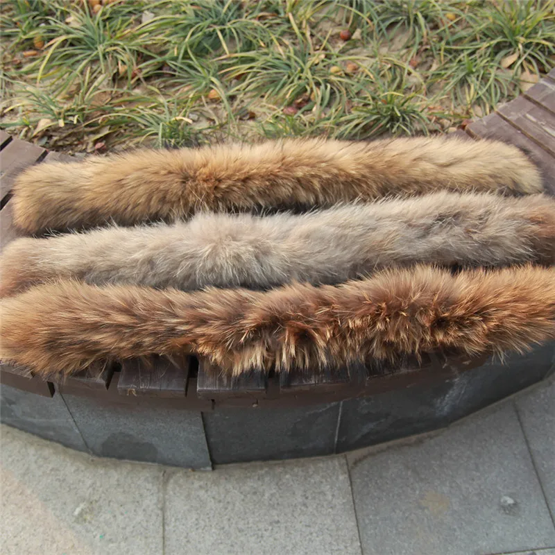 Женский Длинный Воротник из натурального меха енота зимний шарф с застежкой 70*15| |