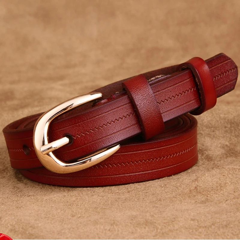 Ремень из натуральной кожи Женский Повседневный универсальный тонкий с пряжкой |