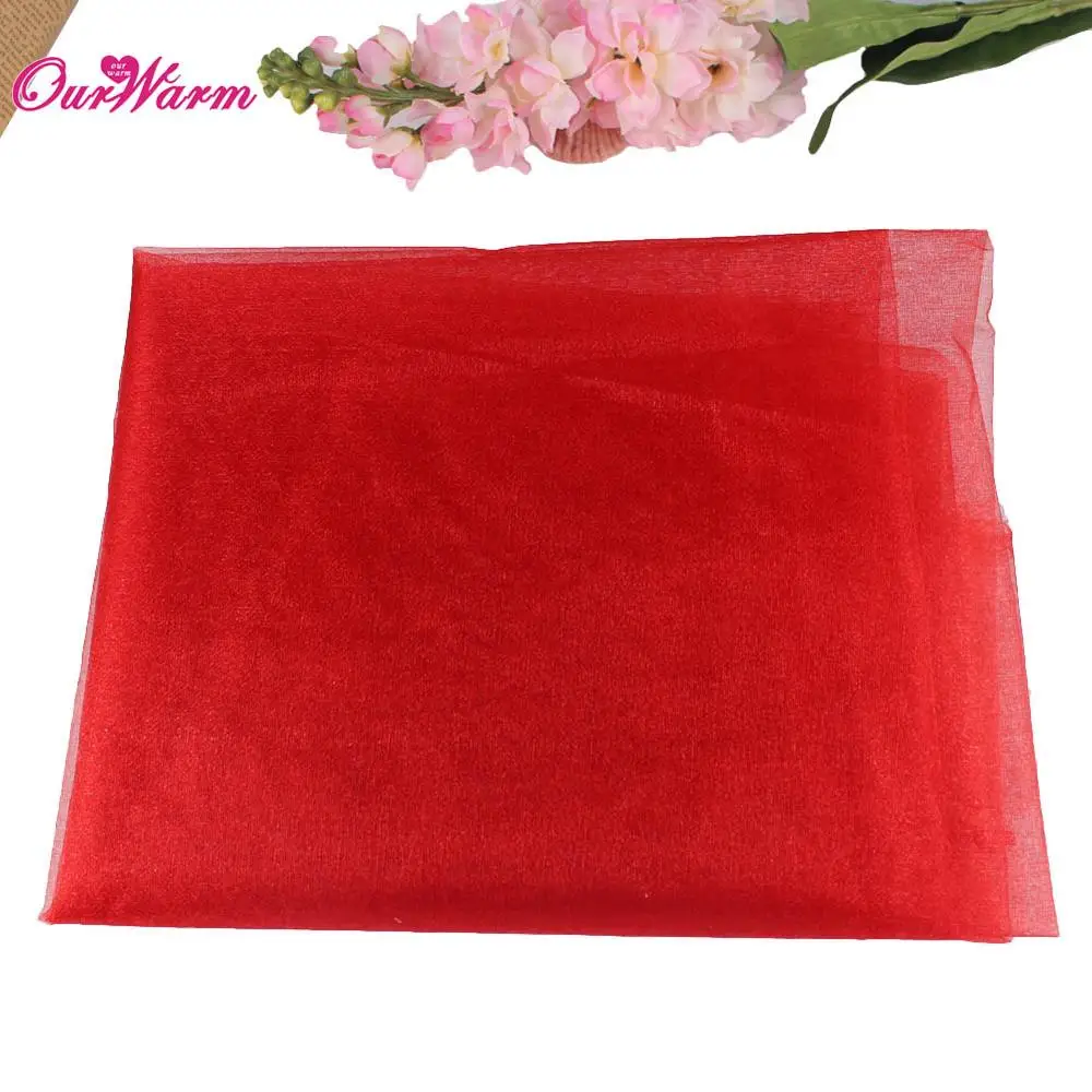 Red OurWarm 10 м x 1,5 м прозрачная органза тюль рулон ткани для свадебного украшения DIY арки стул пояса вечерние принадлежности - Цвет: Red