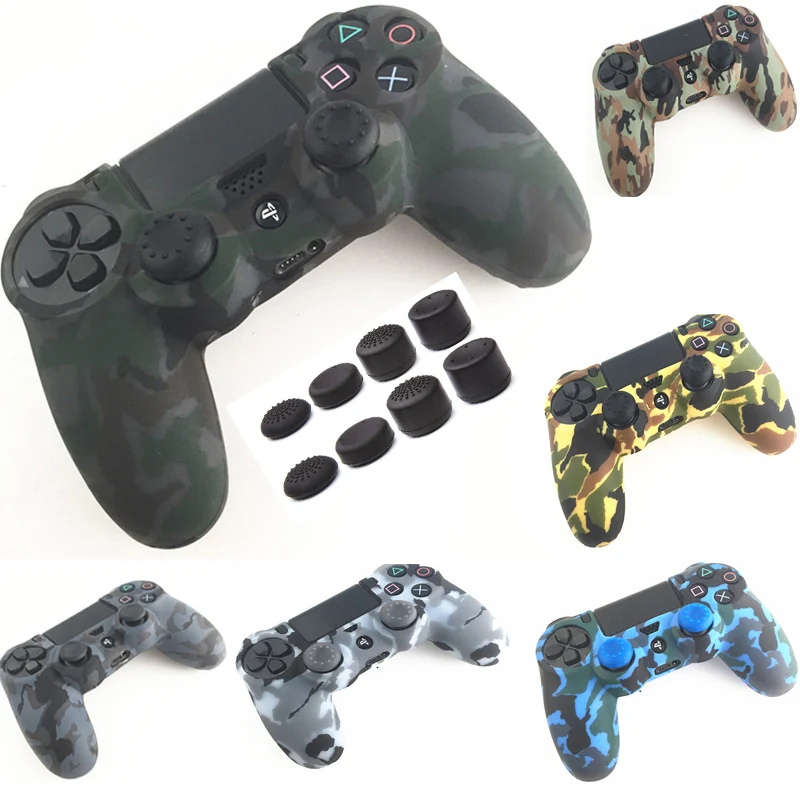 Камуфляжная силиконовая защитная накладка для контроллера Playstation 4 PS4 Pro Slim + 8