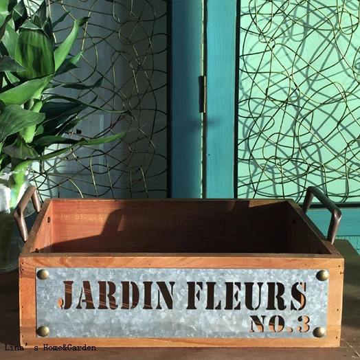 

hand crafted galvanized sheet decor rectangular vintage small wooden crates