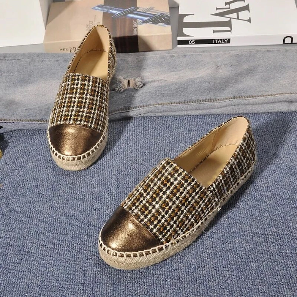 Для женщин обувь хлопковая ткань круглый носок женские лоферы Лидер продаж