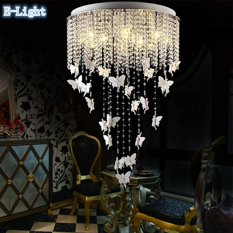 White Angel 8 12 bulbs Art deco Pendant Light Crystal Lamp LED E14 Modern Lighting For Bedroom Dining Hanging Resin Lights | Лампы и