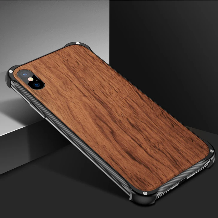 Металлический бампер 2 в 1 новый дизайн деревянный чехол с рисунком для iPhone X XR XS MAX