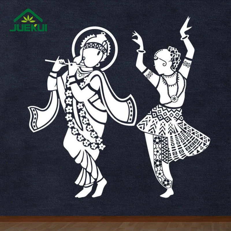 Radha Krishna индуистский Бог декоративные наклейки на стену спальни художественный Декор виниловые Съемные наклейки на стену для гостиной K427