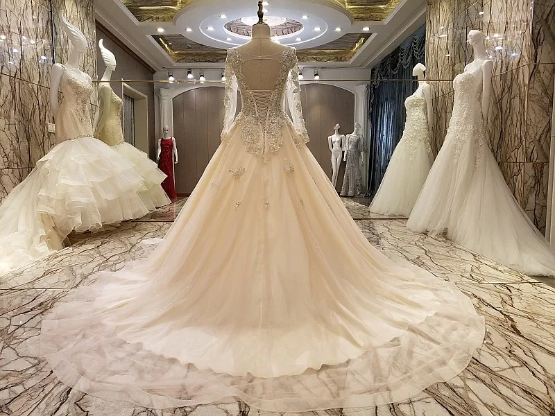 2017 Long Sleeves Women Ball Gowns Evening Dresses Appliques Crystals Engagement Dress Formal Gown Tulle Prom | Свадьбы и торжества