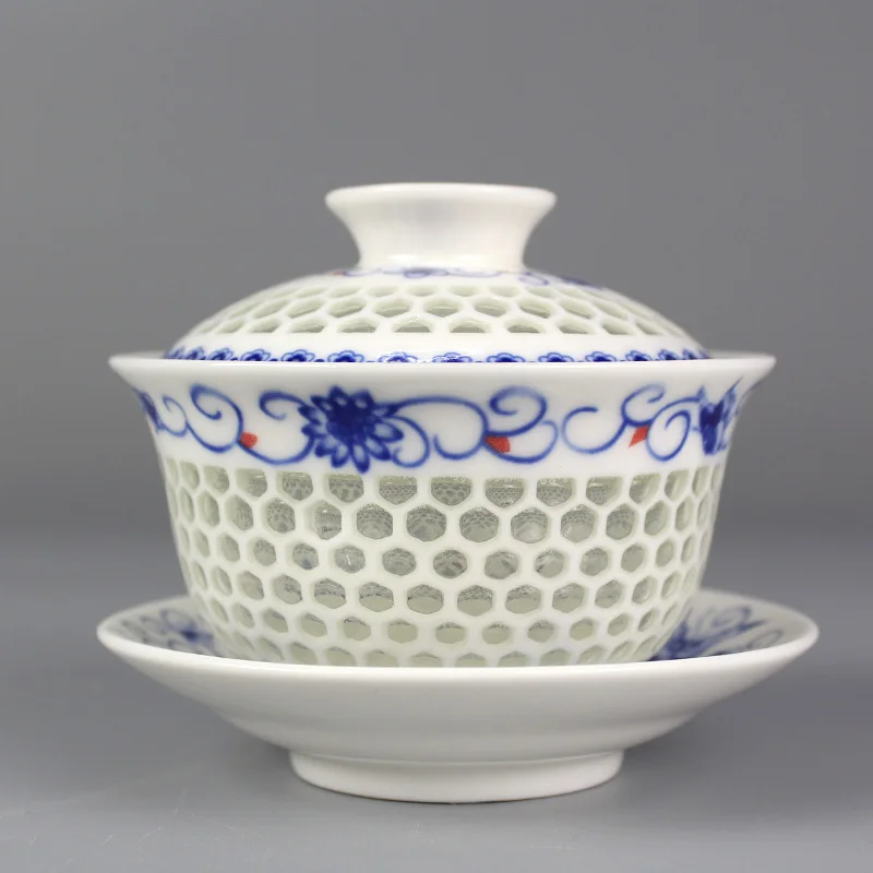 Китайский чайный сервиз Tureen Gaiwan, винтажный, ручная роспись, керамический чайный сервиз, ручная роспись, фарфоровый чайный набор кунг-фу, чаша - Цвет: 12