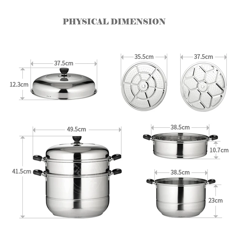 

Skillet stainless steel steamer pot steamer with steamed high pot 3