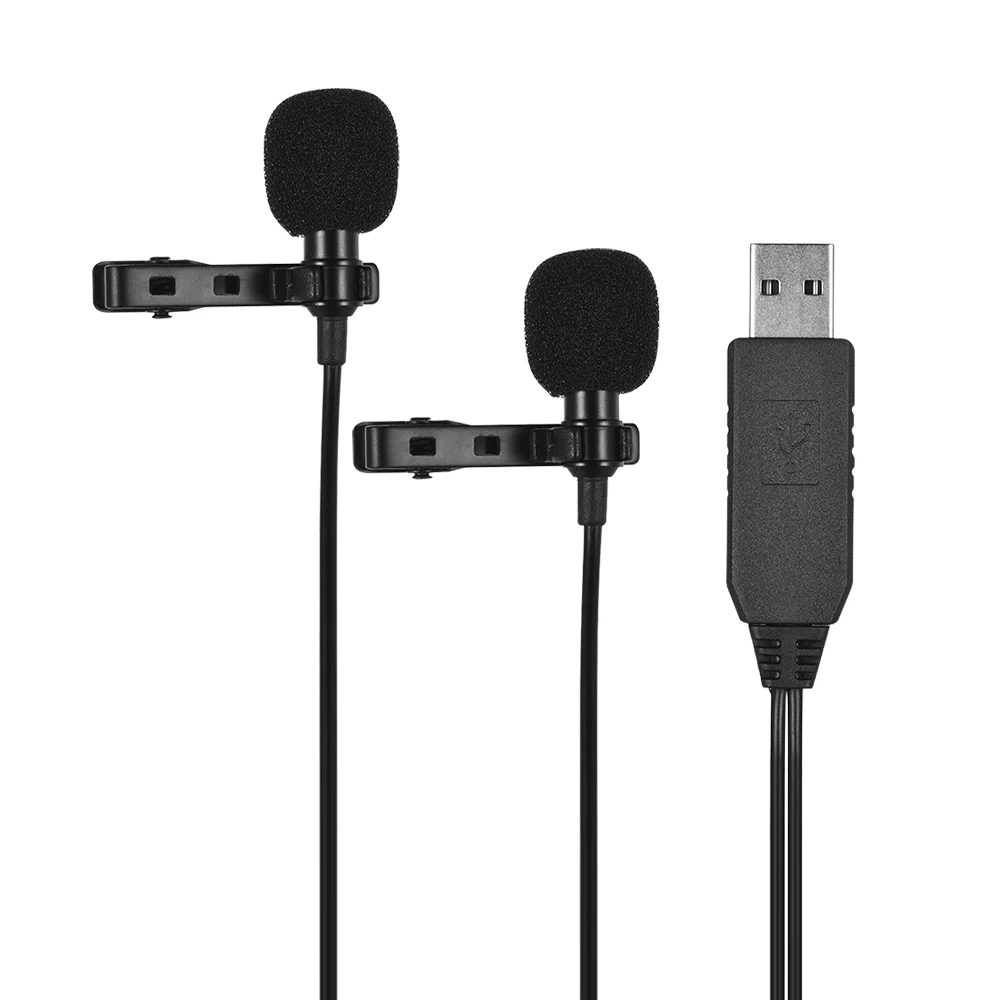 USB-микрофон Andoer петличный с двумя головками | Электроника