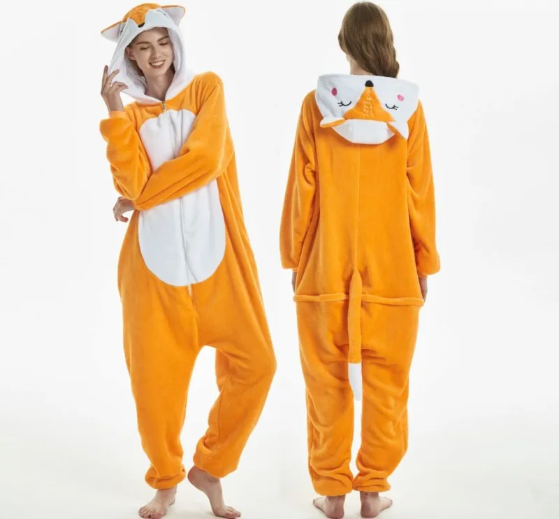 Лиса кигуруми пижамы комбинезоны для взрослых женские Pijama Тигр обезьяна