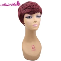 amir short wigs for american women black synthetic hair wig red cosplay short curly hair wig drawstring with combs inside