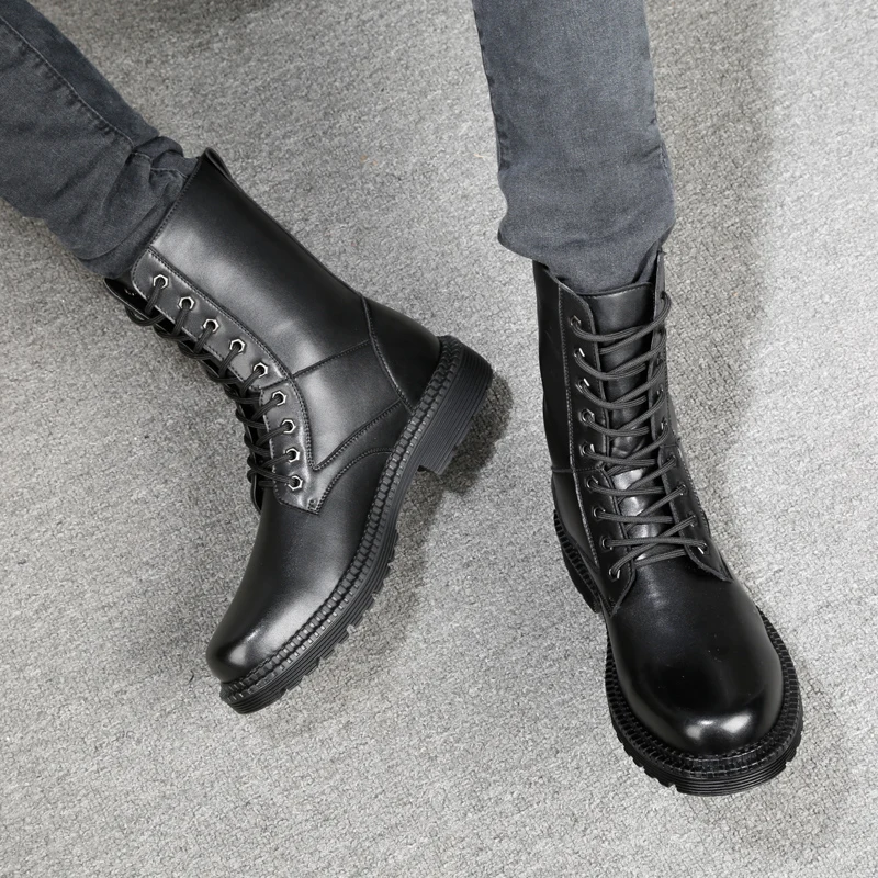 Мужские ботинки botas высокие зимние водонепроницаемые Ботинки в байкерском стиле