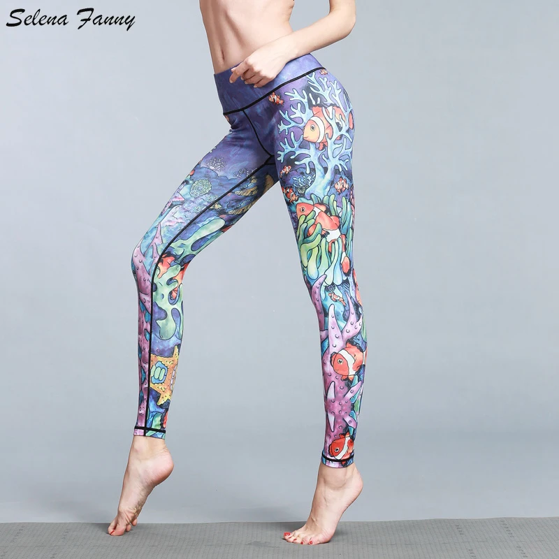 Женские облегающие штаны для йоги с принтом и высокой талией быстросохнущие