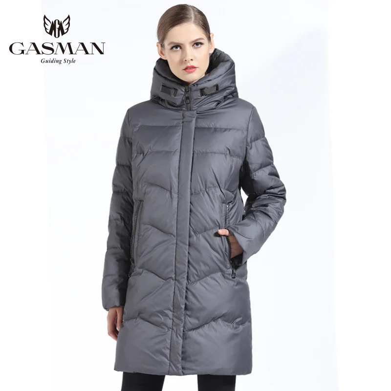 716 deep grey GASMAN Женский Пуховк Длинный Для Женщин Мод С Капюшоном Толстая Куртка Женская Зимняя Пуховки Женские Большой Размер Био-пух Пальто Женское Высокого Качества Стильная Парка Зимняя Женская Размер 7XL 6XL - Цвет: 716 deep grey
