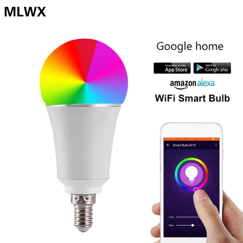 7 Вт беспроводная WiFi умная Светодиодная лампа E14 RGB поддержка Alexa Google Home Голосовое