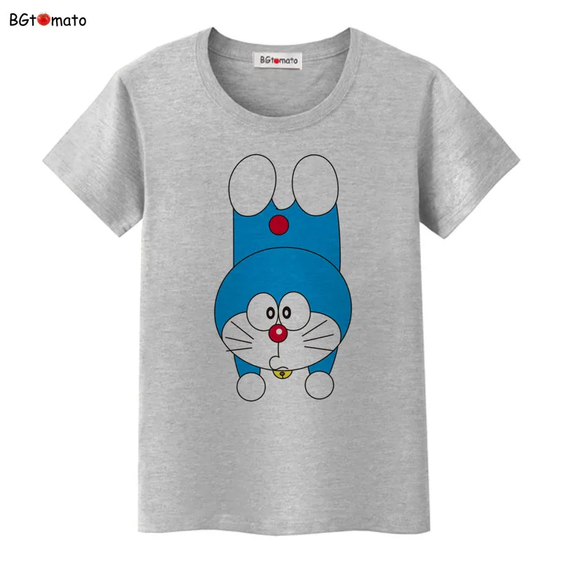 Футболка bgtomato Doraemon женская рубашка с милым мультяшным принтом детства брендовые