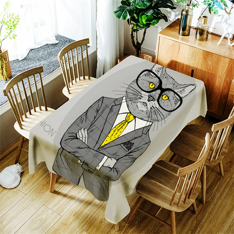 Мультяшная скатерть с изображением птиц креативный рисунок кошки собаки