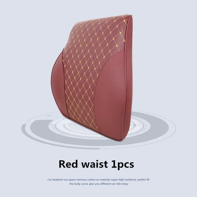 red waist 1pcs 4 цвета кожаный автомобильный поясной Сиденье Поддержка памяти хлопковый подголовник для сиденья поясничная подушка для водителя автомобиля с четыре сезона подушка - Цвет: red waist 1pcs