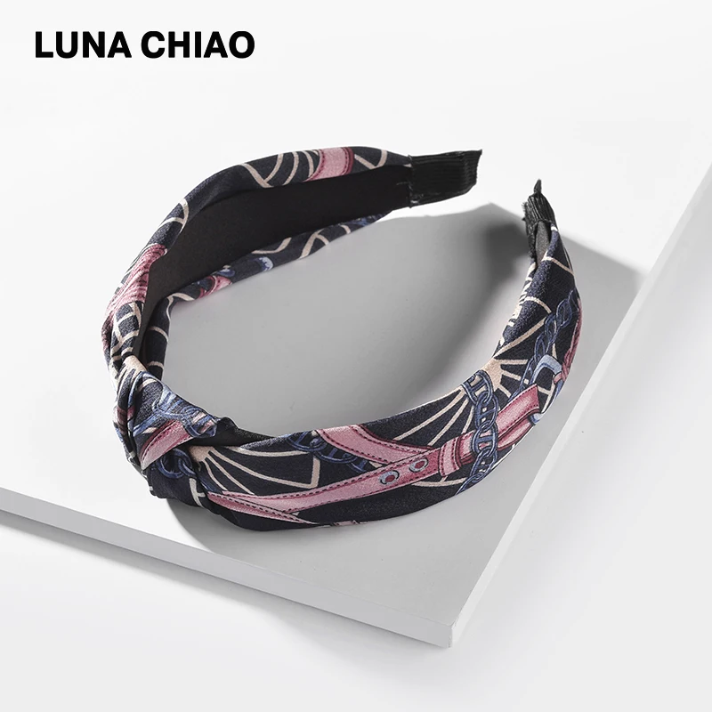 LUNA CHIAO, женские модные аксессуары для волос, ткань, дикие цветы, печатные повязки для волос, тропический стиль, повязки с узлом для женщин
