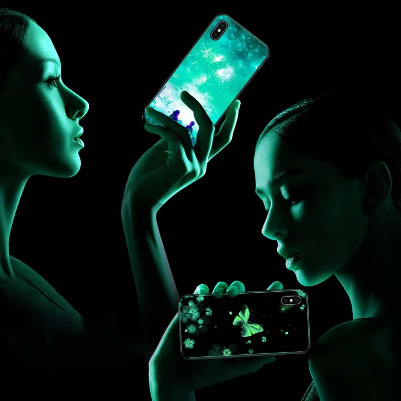 Светящийся стеклянный чехол для iPhone X XS MAX роскошный силиконовый телефона 7 8 Plus