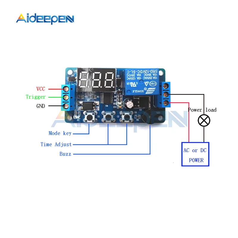 12 В светодиодный тока светодиодное Цифровое реле времени с задержкой Модуль