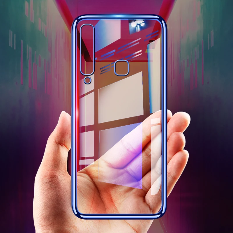 Luxury Plating TPU Case For Samsung Galaxy A7 2018 Ultra Thin Soft Silicone A9 Phone Cover Transparent |