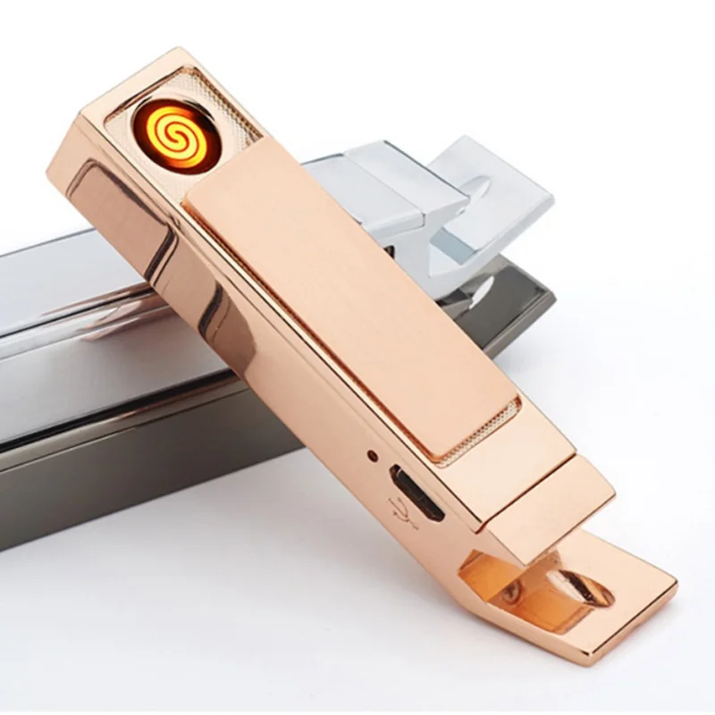 Горячая USB Электронная перезаряжаемая ветрозащитная зажигалка металлическая