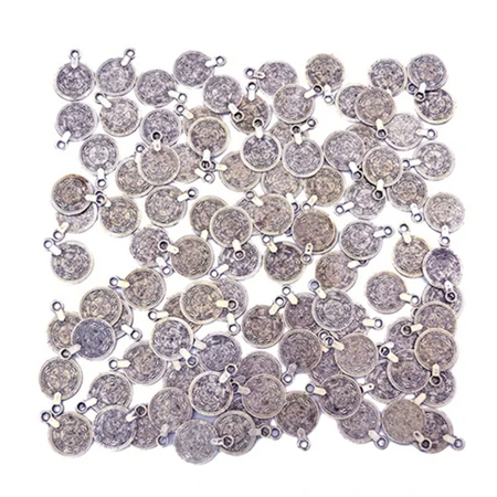 100pcsSilver Цыганский Бохо пляжный шик Резьба Цветок Монета Шарм для изготовления ювелирных изделий фестиваль Серебряный тон этнический турецкий Индийский Племенной аксессуары - Окраска металла: 100pcsSilver