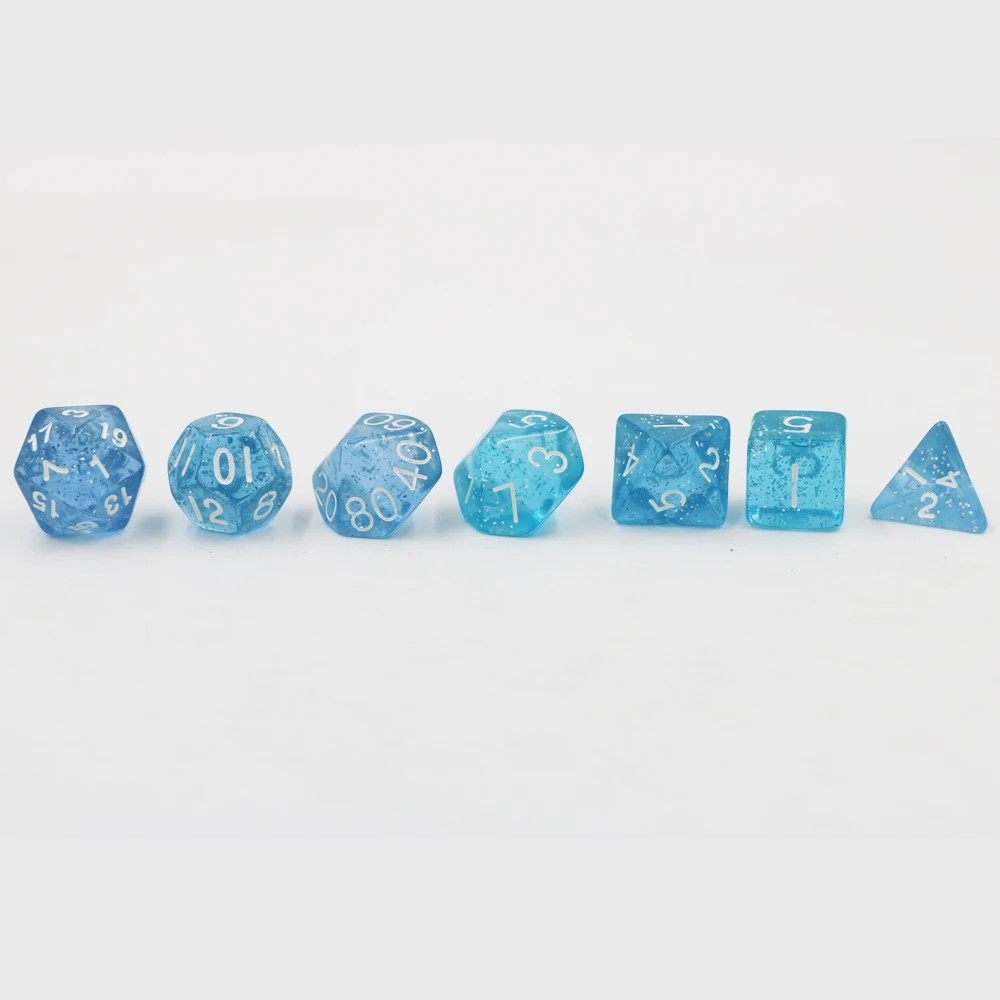 Подземелья и Драконы 7 шт./компл. Творческий ролевая игра Dic D& D Цвет Фул Разноцветные Игральные Кости DND Прозрачный детский голубой цвет