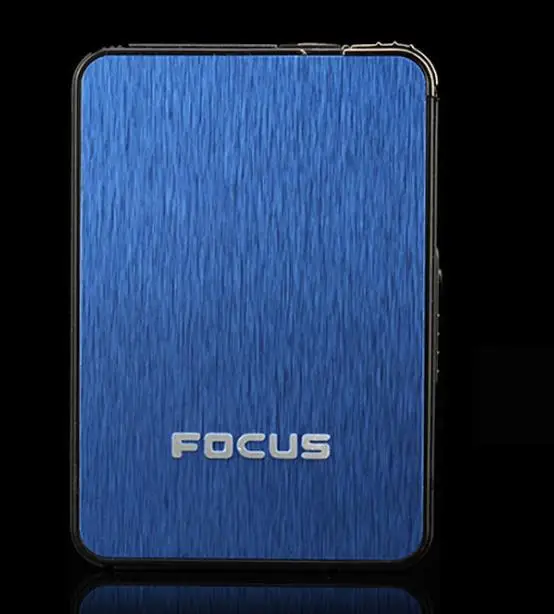 FOCUS 5 шт. Автоматический чехол для сигарет с газовой зажигалкой бутан зажигалка 3 цвета ультра тонкая сигаретная коробка - Цвет: Blue