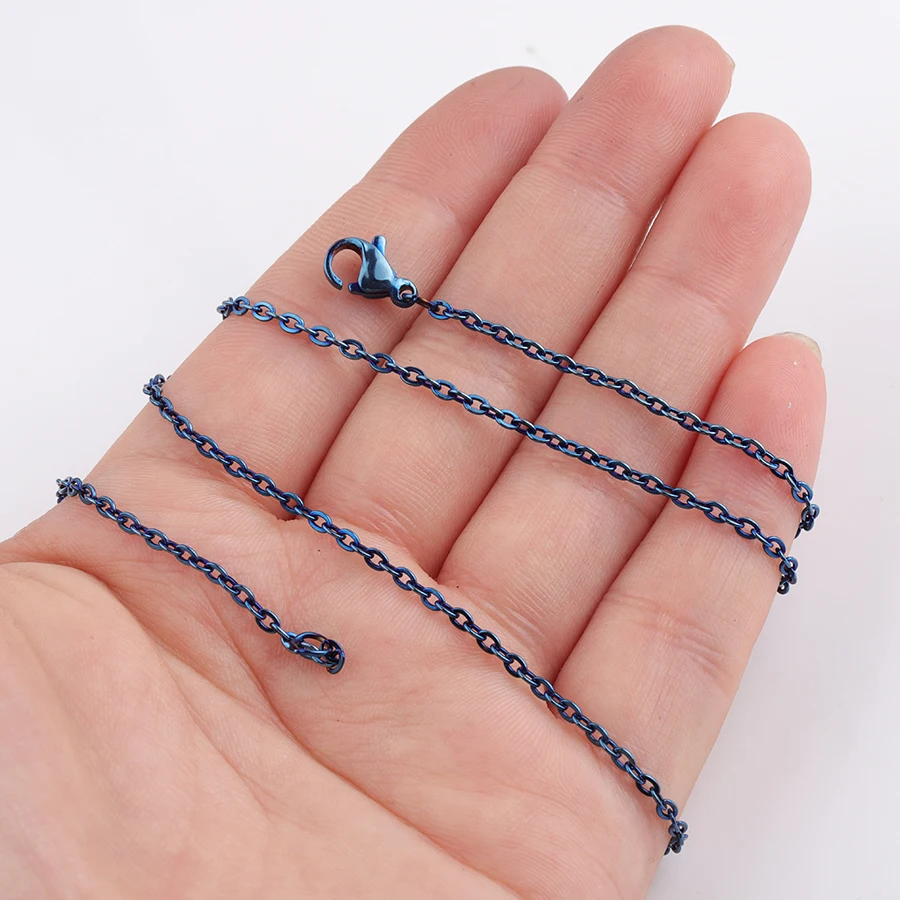 Fnixtar синий цвет ожерелье из нержавеющей стали цепь 2 мм толщина цепи DIY Кабельные