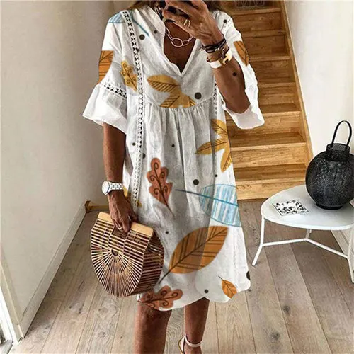 5 beach dress Богемное пляжное платье с принтом, хлопковый женский купальник, накидка, купальный костюм, пляжная одежда - Цвет: 5 beach dress