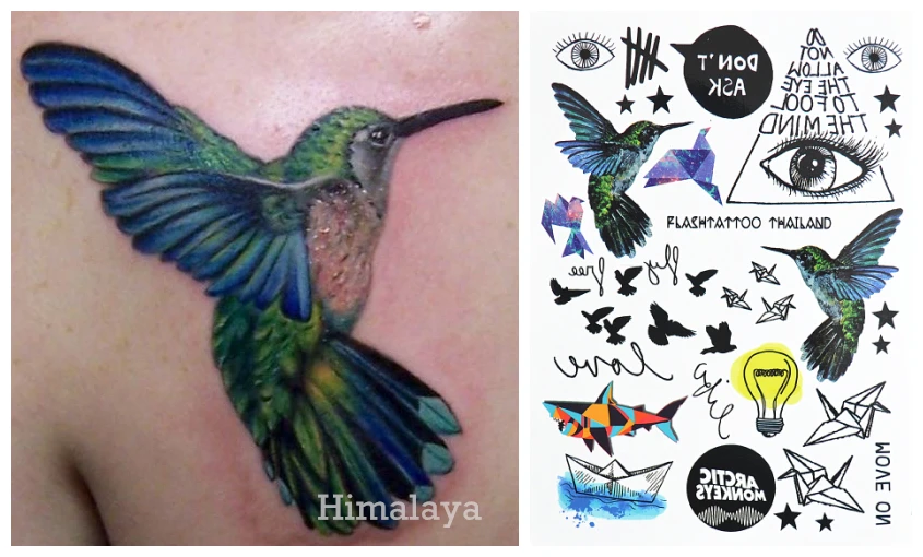 #392 Hummingbird электрическая лампочка бумажная лодка глаз временная татуировка для