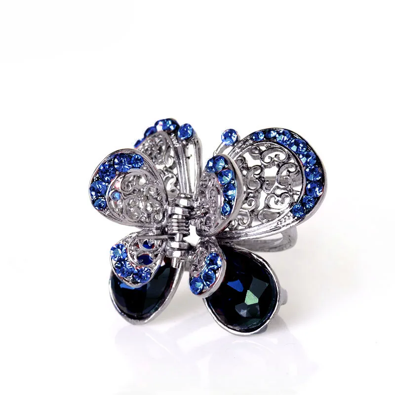 butterfly blue Morkopela женский кристалл заколка для волос коготь цветок банкет аксессуары для волос Когти для волос Краб ювелирные изделия подарок для женщин - Окраска металла: butterfly blue