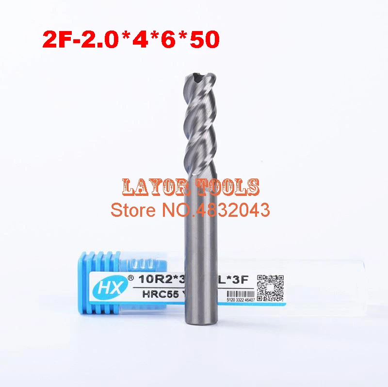 2 флейты 2F-2.0*4*6*50 CNC инструмент вольфрамовый сплав фреза специальный плоский