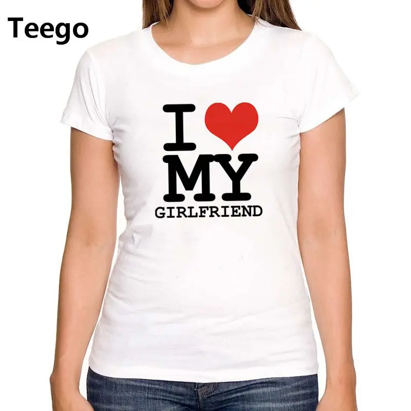 Новая мода I LOVE MY GIRLFRIEND смешно печатных Для женщин бойфренд подарок хлопковые
