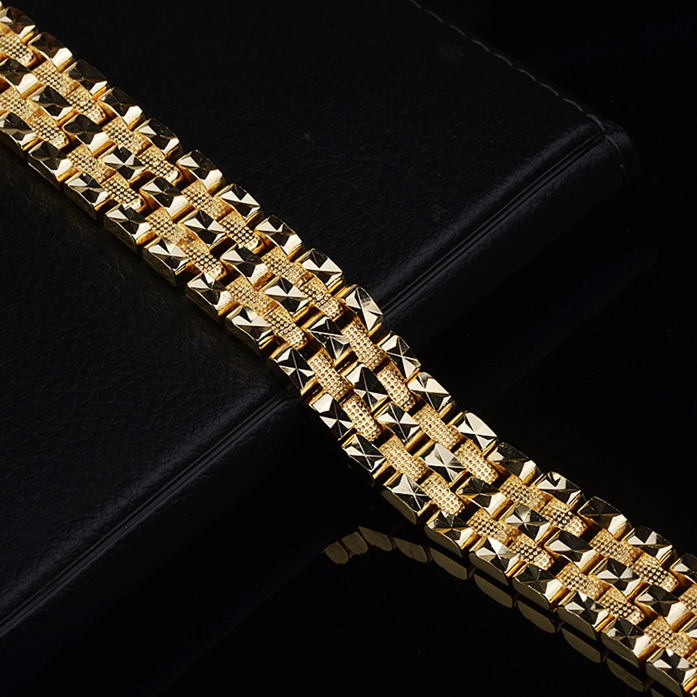 Мужские наручные часы с широкой цепочкой и тиснением браслет украшение для