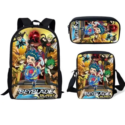 Мода: Beyblade Burst Game 3 шт. в комплекте рюкзак с 3D рисунком аниме школьный для учеников