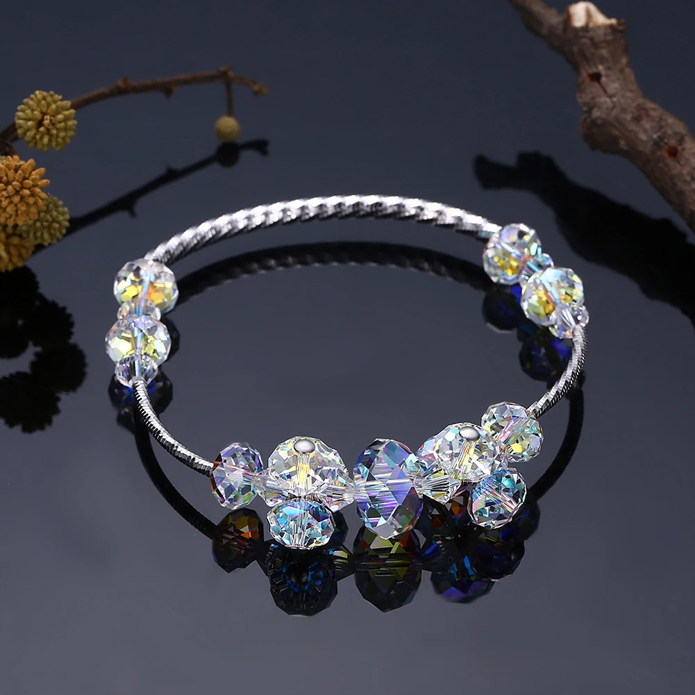 LEKANI 925 пробы серебряный браслет LEKANI с кристаллами Swarovski браслеты с прозрачными кристаллами Роскошные ювелирные изделия для женщин