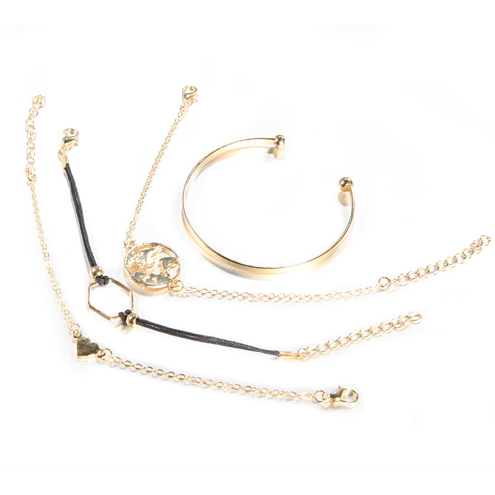 4 шт./компл. набор многослойных небольших браслетов в форме сердца пустотелых