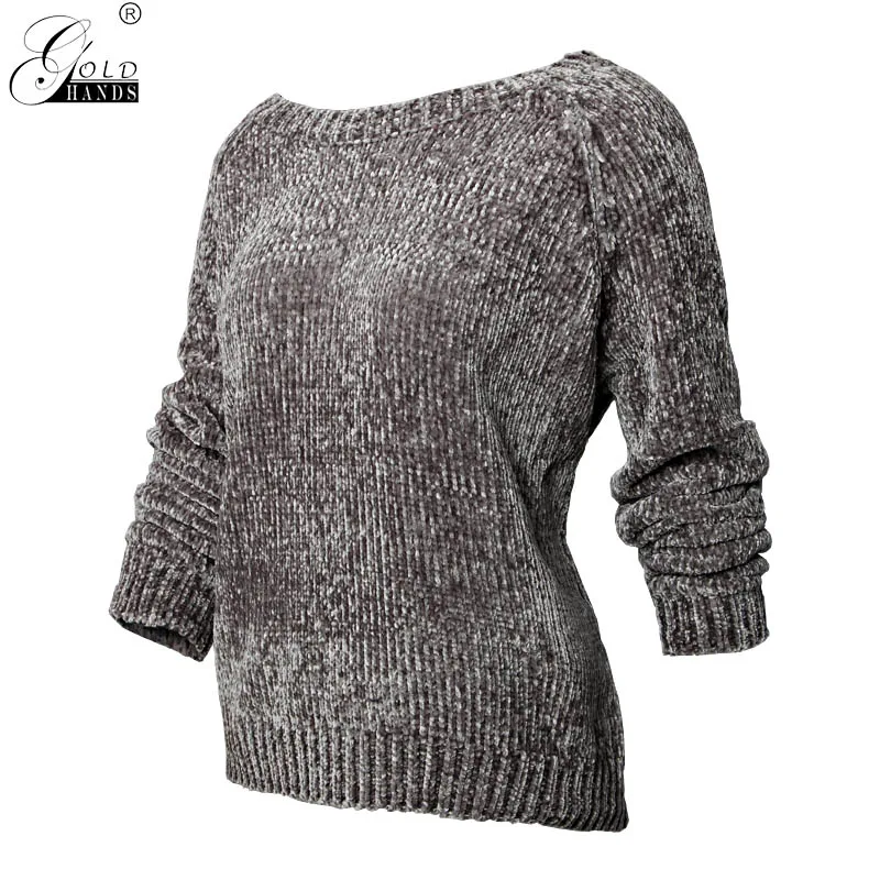 Women Casual Chenille Sweater Loose Hole Knitted Pullovers Female Gray Boyfriend Style Ladies Knitwear Pull Femme | Женская одежда