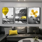 Современные желтые воздушные шары улица черно-белые холст картины плакаты и принты декор настенные картины для гостиной спальни