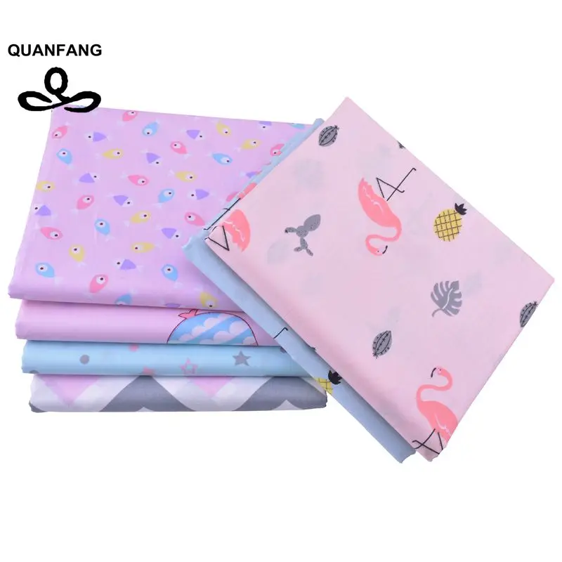 QUANFANG 6 шт./лот мультяшный узор печатная саржевая хлопчатобумажная ткань для