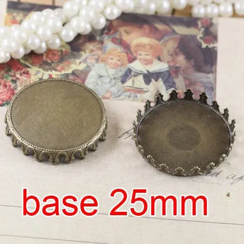 Free shipping!!! 300pcs imperial crown bronze Picture Frame charms Pendants 25mm,Cameo Cab settings