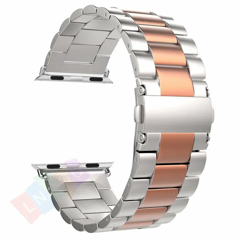 Silver Rose Нержавеющая сталь ремешок для наручных часов Apple Watch, версии 40/44/38 мм/42 мм браслет серии 4, версия 1, 2, 3, ремешок с металлическим ремнем и Сменные аксессуары браслеты - Цвет ремешка: Silver Rose