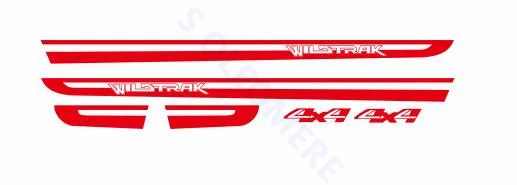 Красный Wildtrak 4x4 графика виниловые наклейки на автомобиль дверь боковая юбка полосы для Ford Ranger подобрать багажник внешние аксессуары - Название цвета: Красный