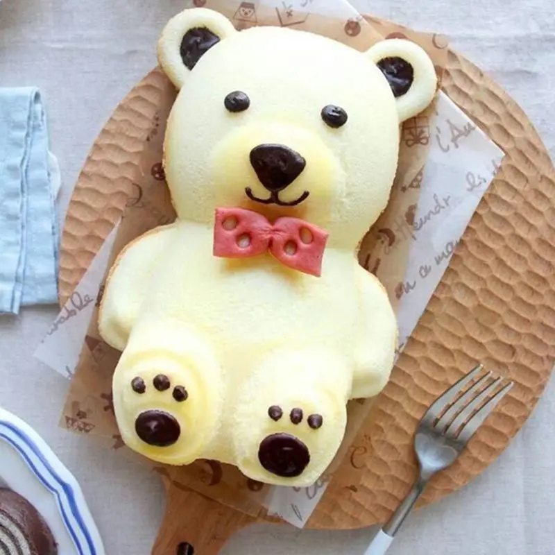 Детский любимый мультяшный дизайн 3D Медведь силиконовая Антипригарная посуда